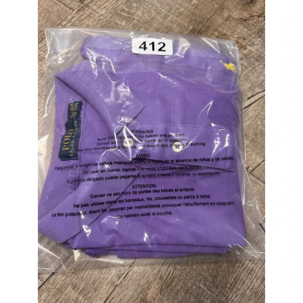 Polo Ralph Lauren Mens XL Purple Short Sleeve Jersey Polo Shirt Yellow Pony Logo